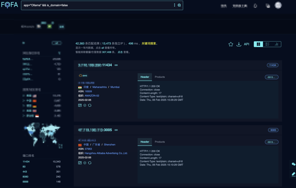 Fofa 搜索 Ollama 暴露资产